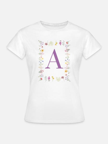 Floral Initial - Frauen T-Shirt - Weiß
