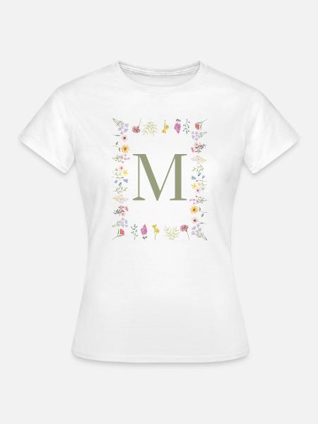 Initiale M Blumen Monogramm - Frauen T-Shirt - Weiß