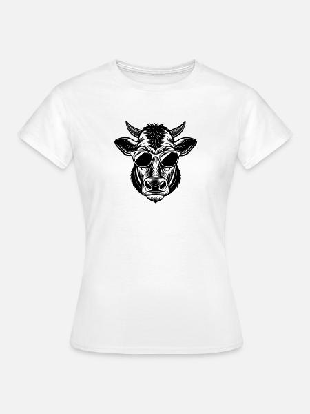 Kuh-Sonnenbrille - Frauen T-Shirt - Weiß