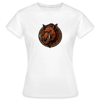 Wilder Eber Ring Tribal Stil - Frauen T-Shirt - Weiß - Vorne - AI Model Female 172 dark (172cm)