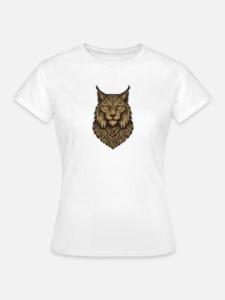 Wolfskopf mit keltischem Band - Frauen T-Shirt - Weiß