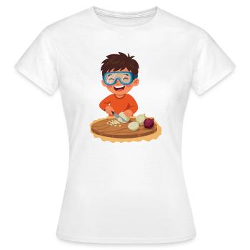 Kind Schneidet Zwieblen Smart - Frauen T-Shirt - Weiß - Vorne - AI Model Female 172 dark (172cm)