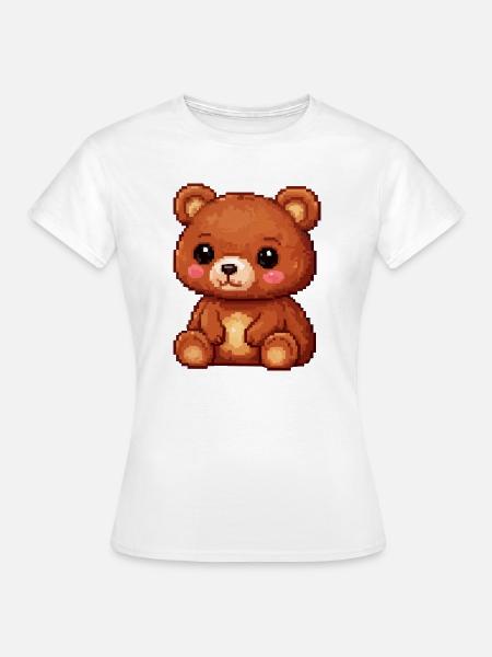 Teddybär Pixel Comic - Frauen T-Shirt - Weiß