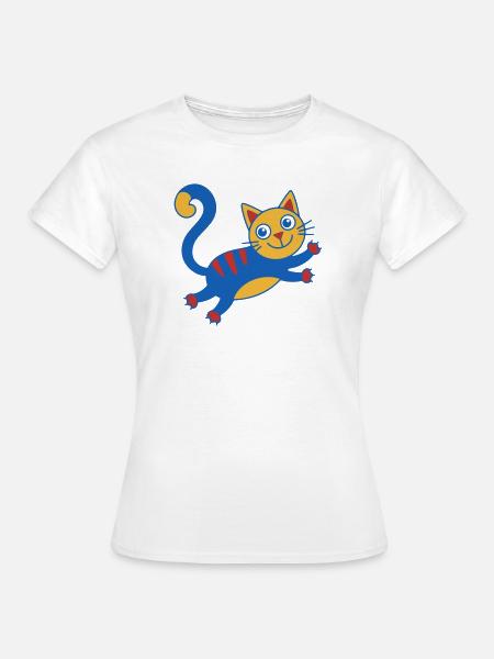 Bunter Katzenzauber Sprung - Frauen T-Shirt - Weiß