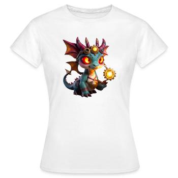 Dragon Steampunk Illuminé - T-shirt Femme - blanc - Devant - AI Model Female 172 dark (172cm)