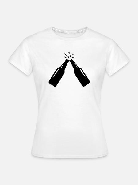 Prost – Bierflaschen-Toast - Frauen T-Shirt - Weiß