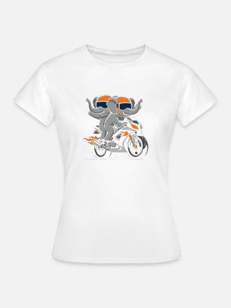 Elefanten-Duo auf Motorradabenteuer - Frauen T-Shirt - Weiß