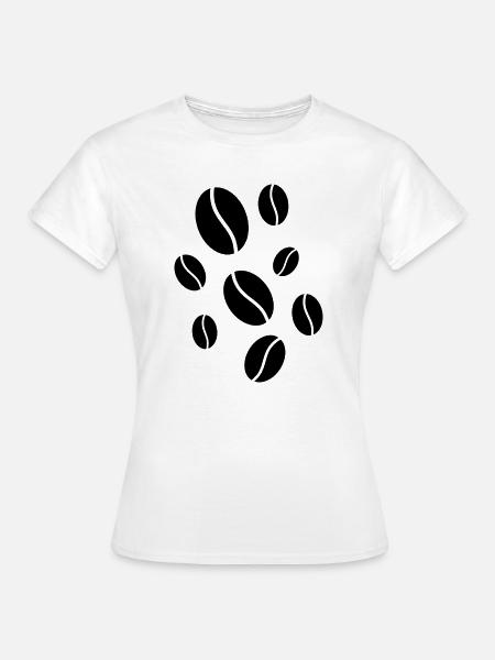 Fallende Kaffeebohnen - Frauen T-Shirt - Weiß