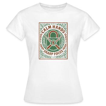 Mains stables : Concentration | Locksport Motivation - T-shirt Femme - blanc - Devant - AI Model Female 172 dark (172cm)