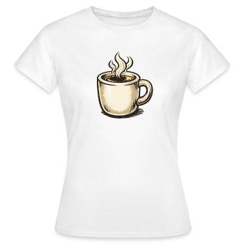 Kaffeebecher Vintage mit Dampf - Frauen T-Shirt - Weiß - Vorne - AI Model Female 172 dark (172cm)