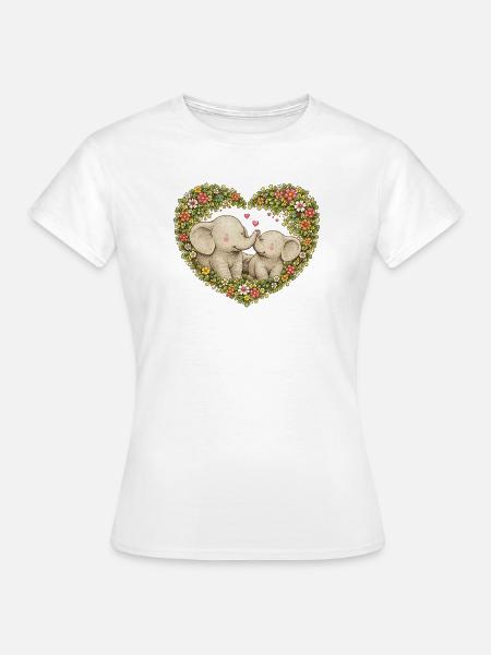 Floral Heart Elefantenkuss - Frauen T-Shirt - Weiß