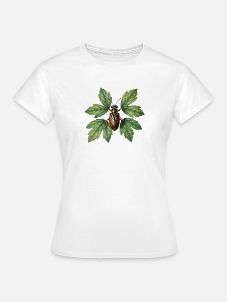 Käferinsekt auf grünem Laub - Frauen T-Shirt - Weiß