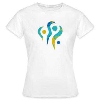 Yoga design_24 - Women's T-Shirt - white - Front - AI Model Female 172 dark (172cm)