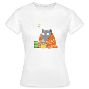 Katzenkaffee im Orange Mantel - Frauen T-Shirt - Weiß - Vorne - AI Model Female 172 dark (172cm)