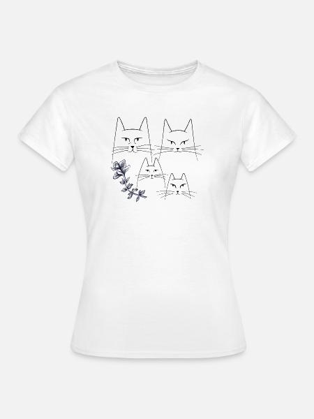 Katzen mit Blumenranke - Frauen T-Shirt - Weiß
