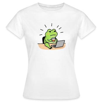 Froschkaffee und Laptop - Frauen T-Shirt - Weiß - Vorne - AI Model Female 172 dark (172cm)