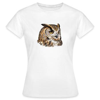 Artistic feather night owl - Women's T-Shirt - white - Front - AI Model Female 172 dark (172cm)