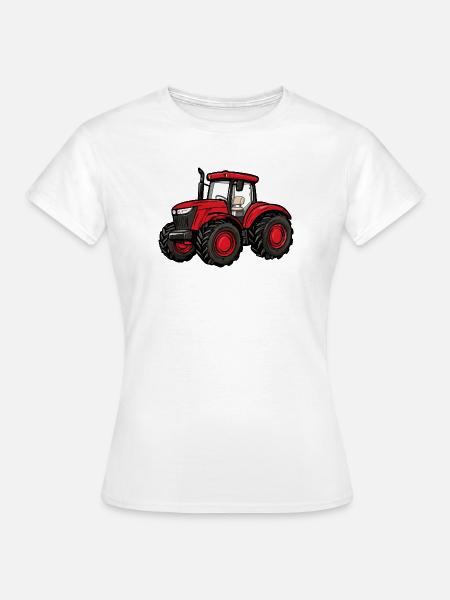 Roter Traktor Cartoon - Frauen T-Shirt - Weiß