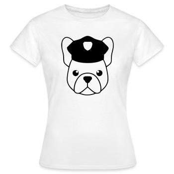 Frenchie cop cop head - Women's T-Shirt - white - Front - AI Model Female 172 dark (172cm)