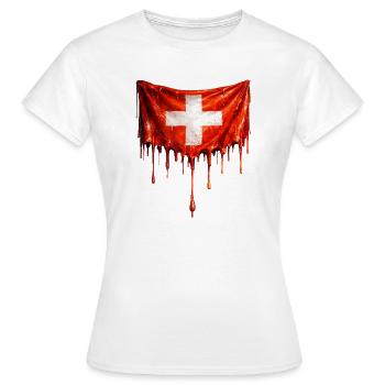 Drapeau suisse dégoulinant - T-shirt Femme - blanc - Devant - AI Model Female 172 dark (172cm)
