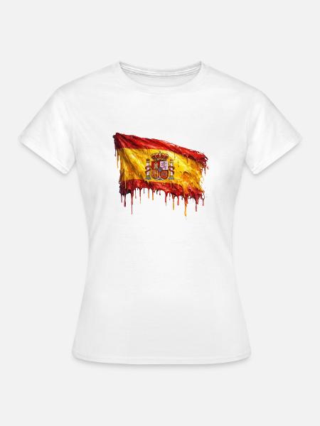 Tröpfelnde Spanienflagge Kunst - Frauen T-Shirt - Weiß
