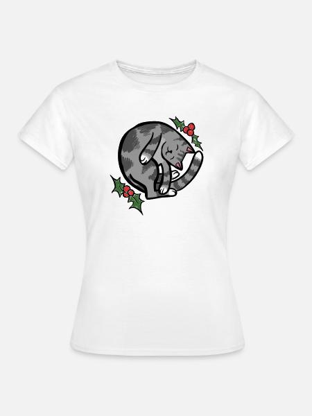 Gemütliche Schlafkatze mit Holly - Frauen T-Shirt - Weiß
