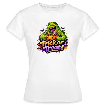 schleimmonster-trick-or-treat - Frauen T-Shirt - Weiß - Vorne - AI Model Female 172 dark (172cm)