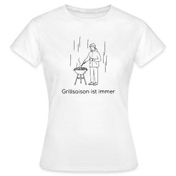 Grillsaison ist immer - Frauen T-Shirt - Weiß - Vorne - AI Model Female 172 dark (172cm)