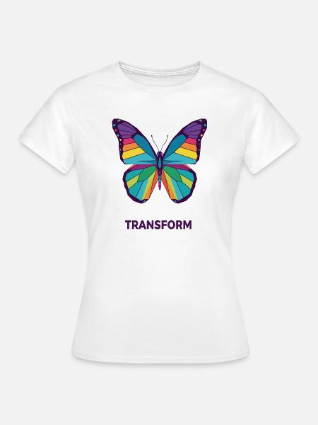 Regenbogengeometrischer Schmetterling - Frauen T-Shirt - Weiß