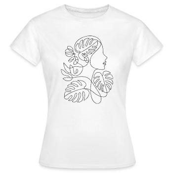 Art en ligne botanique : Profil féminin - T-shirt Femme - blanc - Devant - AI Model Female 172 dark (172cm)