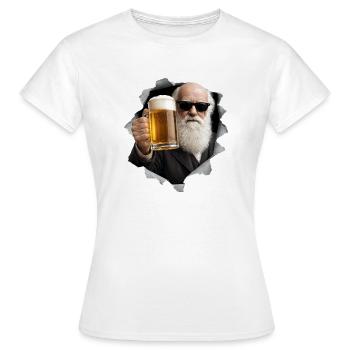 Charles Darwin tient une bière - T-shirt Femme - blanc - Devant - AI Model Female 172 dark (172cm)