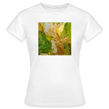Abstraction vert doré avec texture métallique - T-shirt Femme - blanc - Devant - AI Model Female 172 dark (172cm)