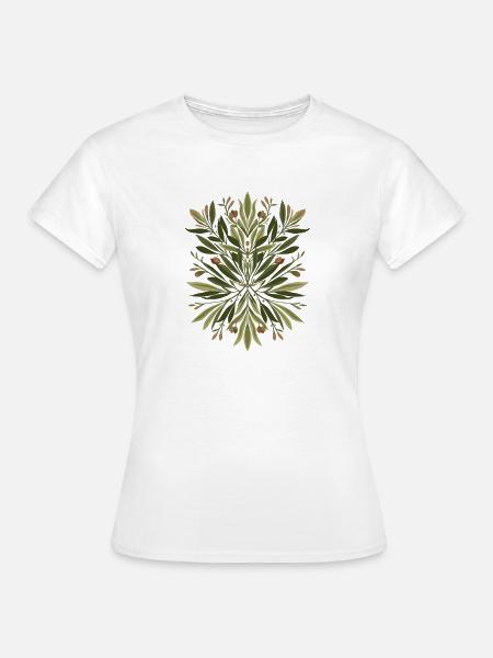 Blätter Mandala Grün - Frauen T-Shirt - Weiß