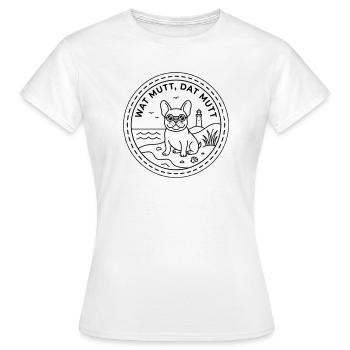 Wat mutt dat mutt Bouledogue français au bord de la mer - T-shirt Femme - blanc - Devant - AI Model Female 172 dark (172cm)