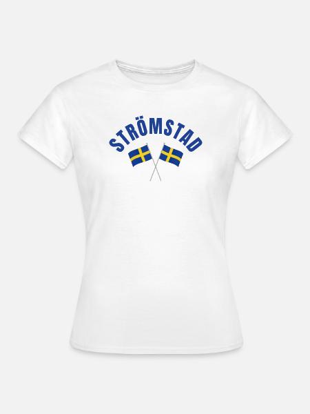 Schwedische Strömstad-Flaggen in Kreuzen - Frauen T-Shirt - Weiß