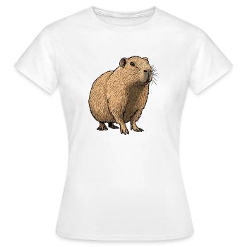 Nature Tones Capybara Illustration - Women's T-Shirt - white - Front - AI Model Female 172 dark (172cm)