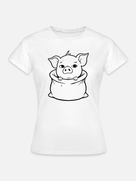 Schweinchen im Sack - Frauen T-Shirt - Weiß