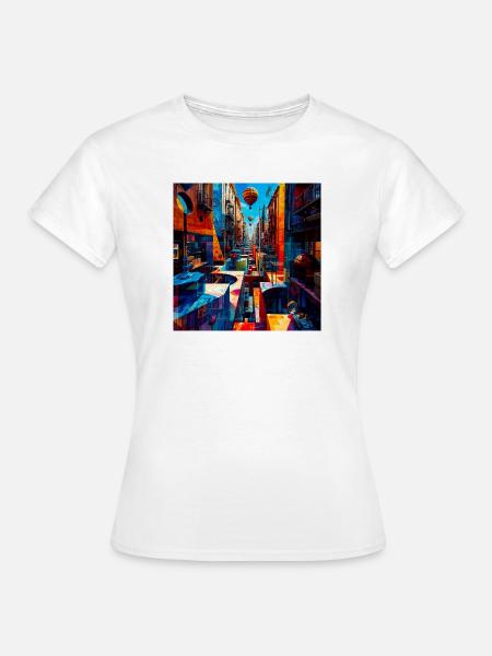 Buntes Straßenlabyrinth mit Luftballons - Frauen T-Shirt - Weiß