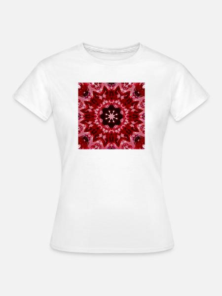 Rotes Mandala Kaleidoskop - Frauen T-Shirt - Weiß