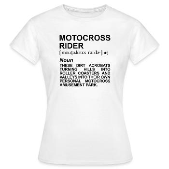 Description du pilote de motocross - T-shirt Femme - blanc - Devant - AI Model Female 172 dark (172cm)