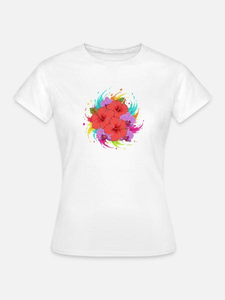 Hibiskus Farbenexplosion - Frauen T-Shirt - Weiß