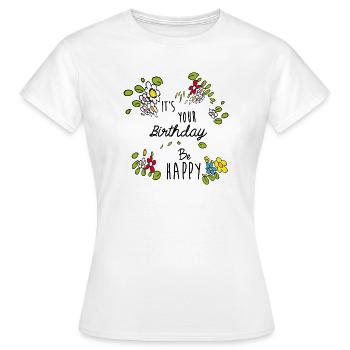 Birthday - Women's T-Shirt - white - Front - AI Model Female 172 dark (172cm)