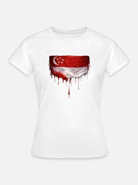 Singapur Flaggen Tropfkunst - Frauen T-Shirt - Weiß