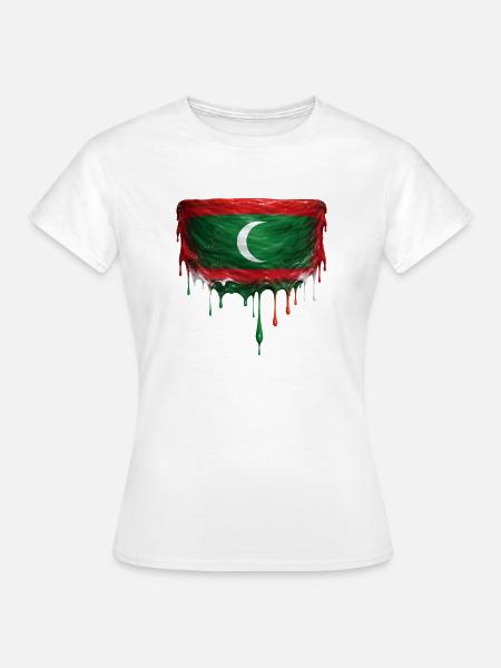Malediven Flaggen Tropfenkunst - Frauen T-Shirt - Weiß