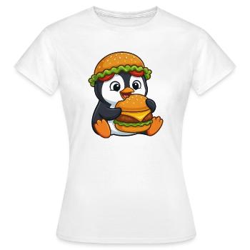 Pingouin mignon avec motif de dessin animé de burger - T-shirt Femme - blanc - Devant - AI Model Female 172 dark (172cm)