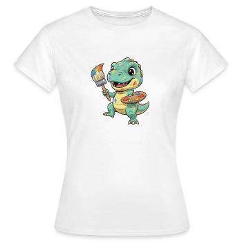 DinoArtist avec palette de couleurs - T-shirt Femme - blanc - Devant - AI Model Female 172 dark (172cm)