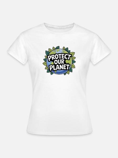 Protect the Earth – Planet Thema - Frauen T-Shirt - Weiß