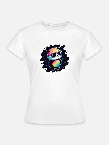 Panda Rainbow Galaxy Coole Brillen - Frauen T-Shirt - Weiß