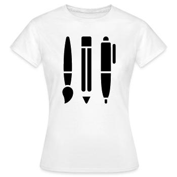 Brush, Pencil and Pen - Art Symbol - Women's T-Shirt - white - Front - AI Model Female 172 dark (172cm)
