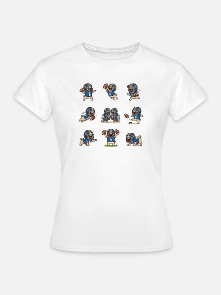 Suesser Mops Football Spieler Touchdown - Frauen T-Shirt - Weiß